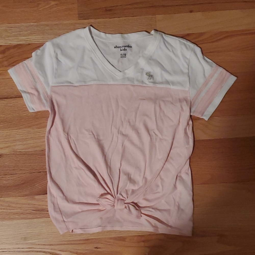 Abercrombie pink and white t-shirt